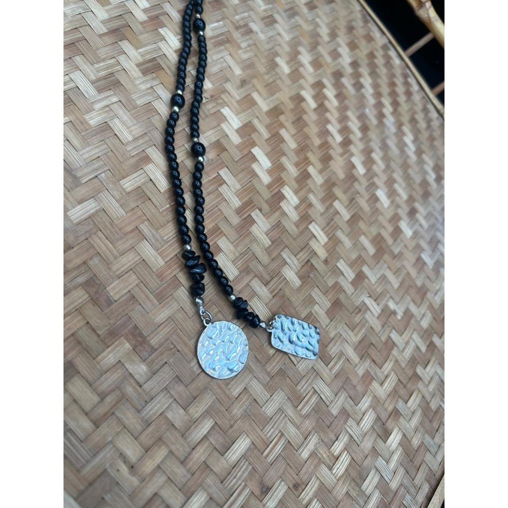 Silpada Black Onyx sterling silver Lariat Hammered silver - Picture 7 of 9